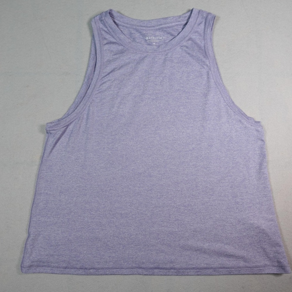 Athleta Tank Top Womens M Purple Relaxed Fit Crew Neck Jersey Yoga Gym